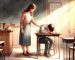 maestra animando a estudiante